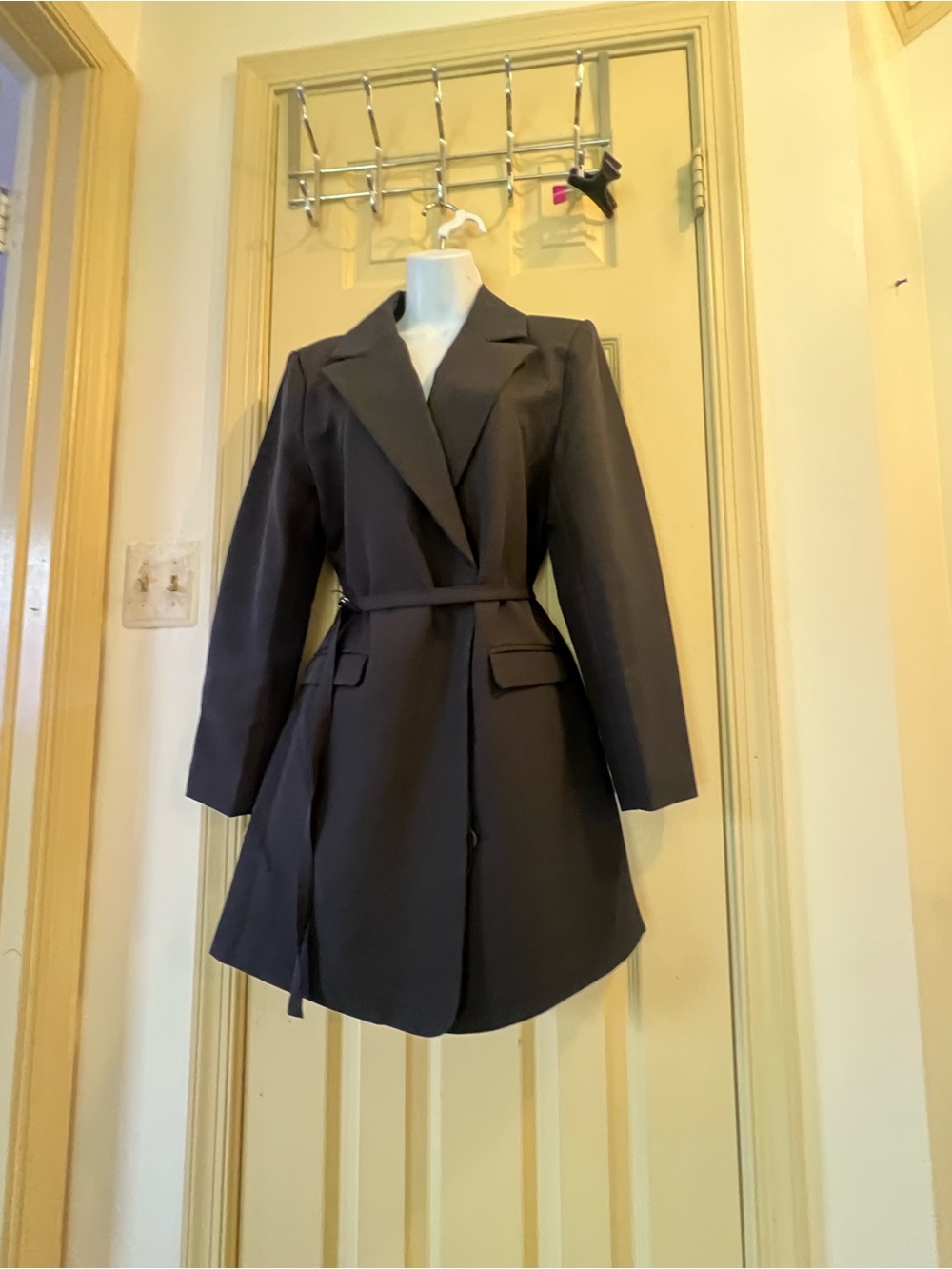 Tailored Black Belted Blazer Jacket for Women